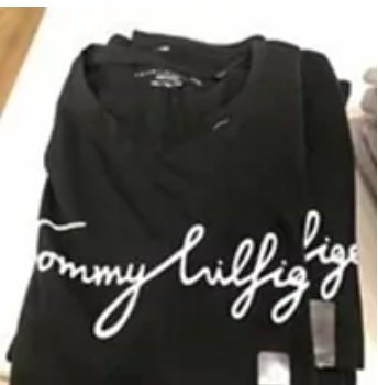 [S] TOMMY HILFIGER BLACK WOMEN'S ROUND NECK CURSIVE LETTERING SHORT SLEEVE T-SHIRT, 76J3039-001 (STH1146)