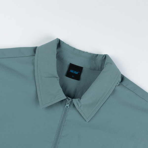 NCAA 短T 灰藍 拉鍊 半開襟 多口袋 上衣 中性 7325149181