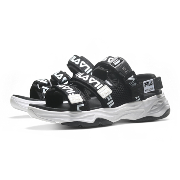 【下殺↘$990】FILA 涼拖鞋 黑白 LOGO 厚底 運動涼鞋 女 4S324Z001