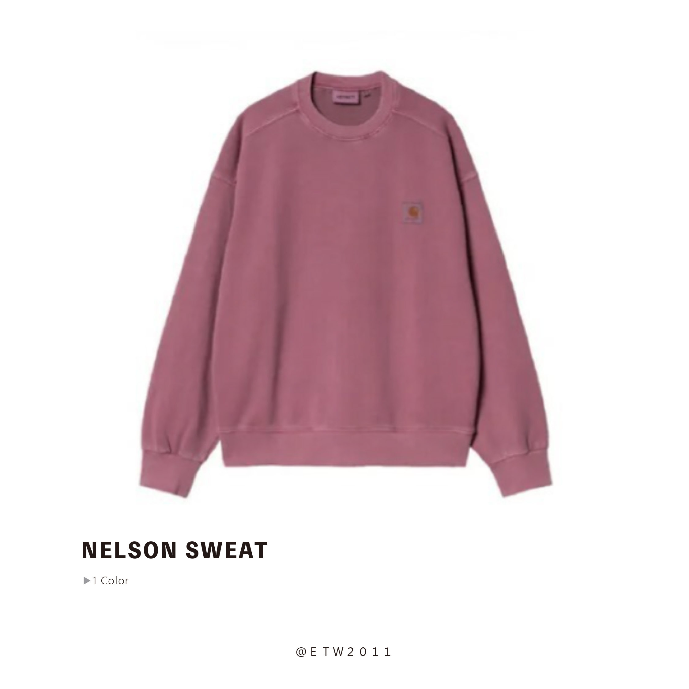 ☆ETW☆【EASY TO WEAR】CARHARTT WIP NELSON SWEAT 卡哈 秋冬 大學T 毛巾底 長袖 桃紅