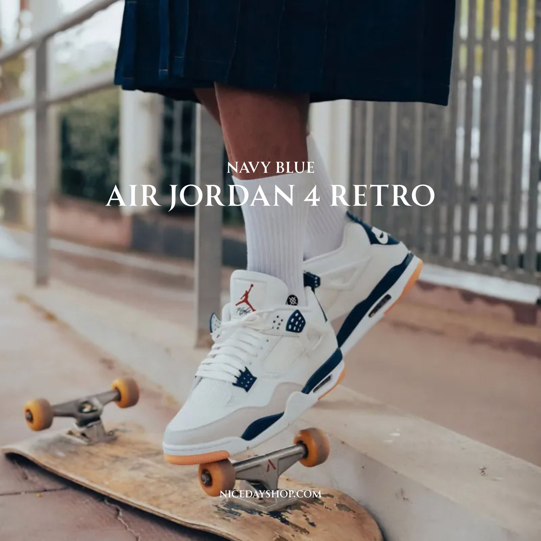 NICEDAY 代購 Nike SB x Air Jordan 4 Navy AJ4 聯名款 滑板鞋 復古藍 白 白藍 男鞋 DR5415-100