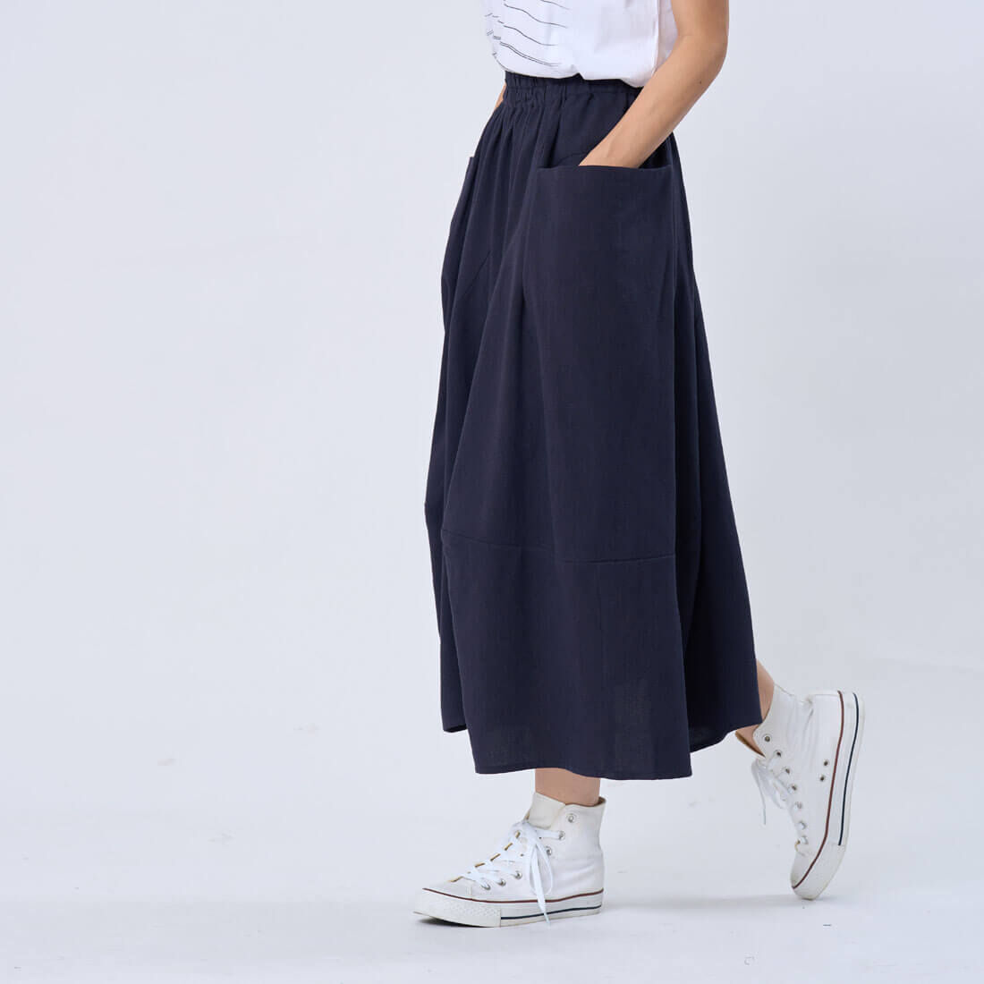 Forest大口袋寬擺長裙/丈藍