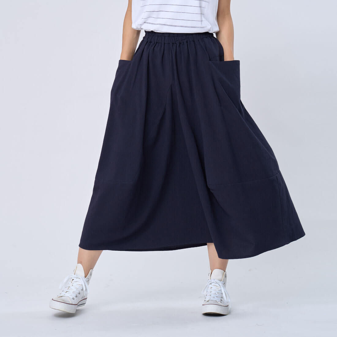 Forest大口袋寬擺長裙/丈藍