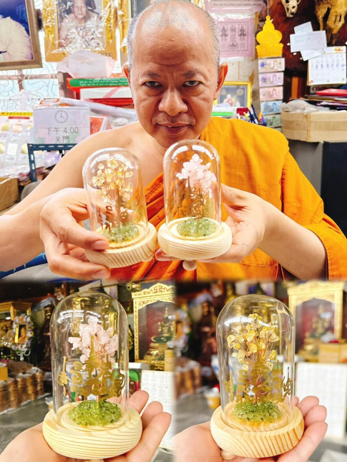 老虎廟 龍婆三安開光加持 水晶招財人緣樹