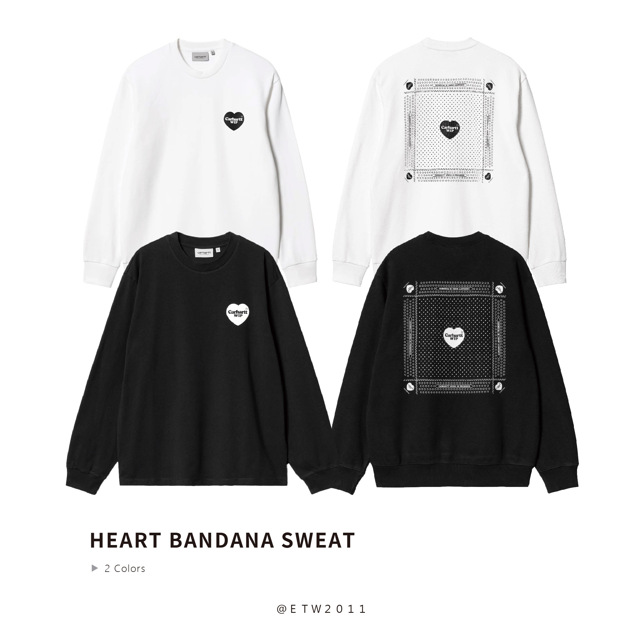 ☆ETW☆【EASY TO WEAR】CARHARTT WIP Heart Bandana Sweat 愛心 變形蟲 大學T 卡哈 歐版 秋冬