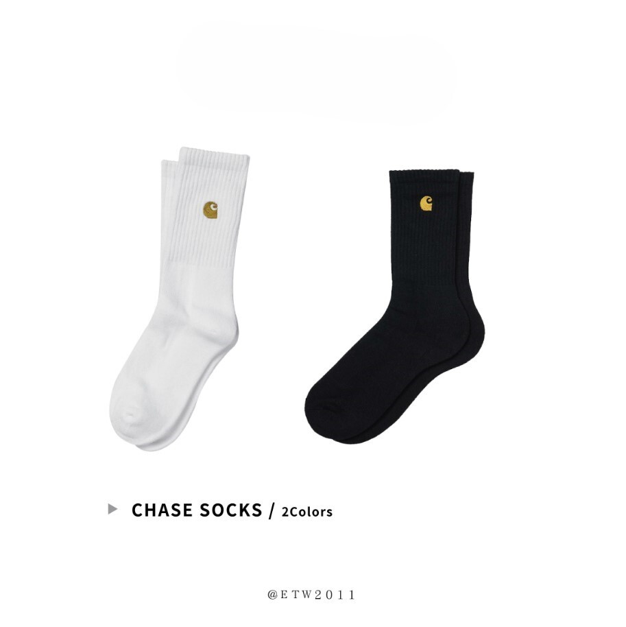☆ETW☆【EASY TO WEAR】歐版 Carhartt WIP Chase Socks 刺繡 金標 長襪 中筒襪 小腿襪 襪子 現貨