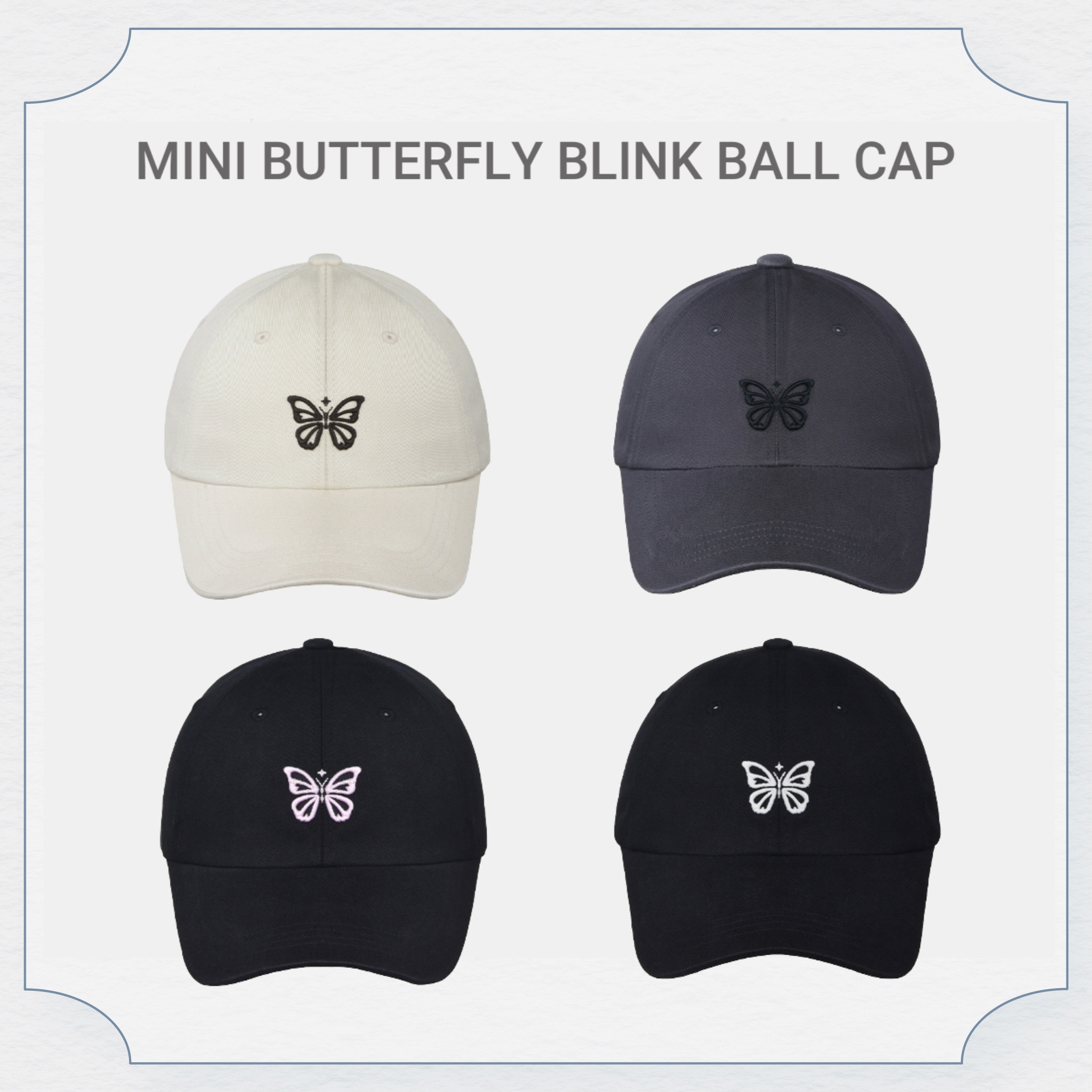 Nick Nicole迷你蝴蝶刺繡棒球帽(共三色)