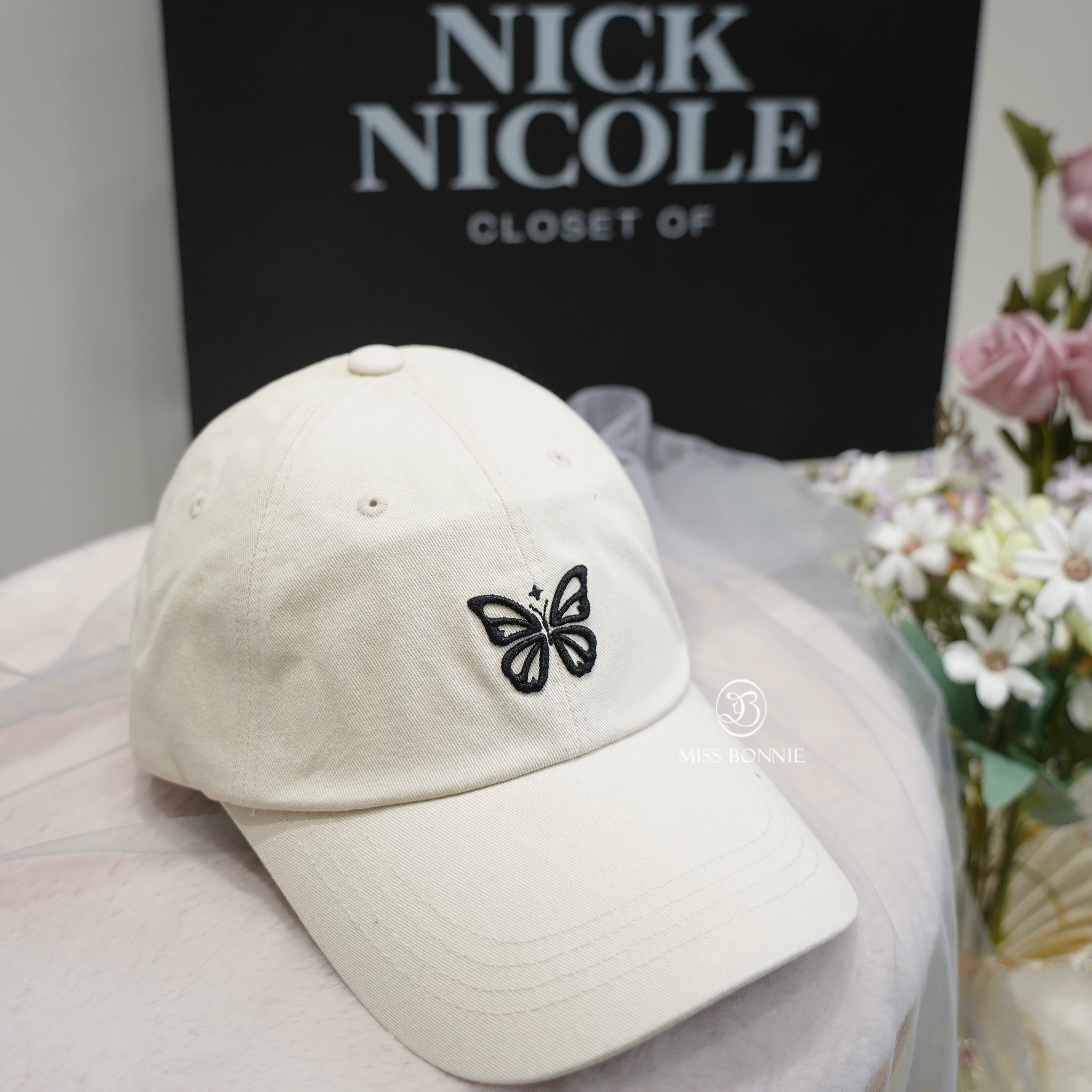 Nick Nicole迷你蝴蝶刺繡棒球帽(共三色)