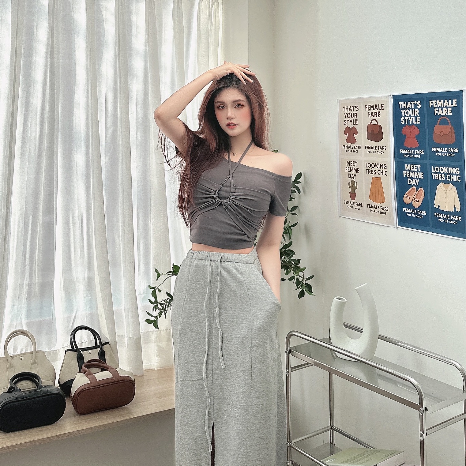 造型設計胸墊上衣/三色