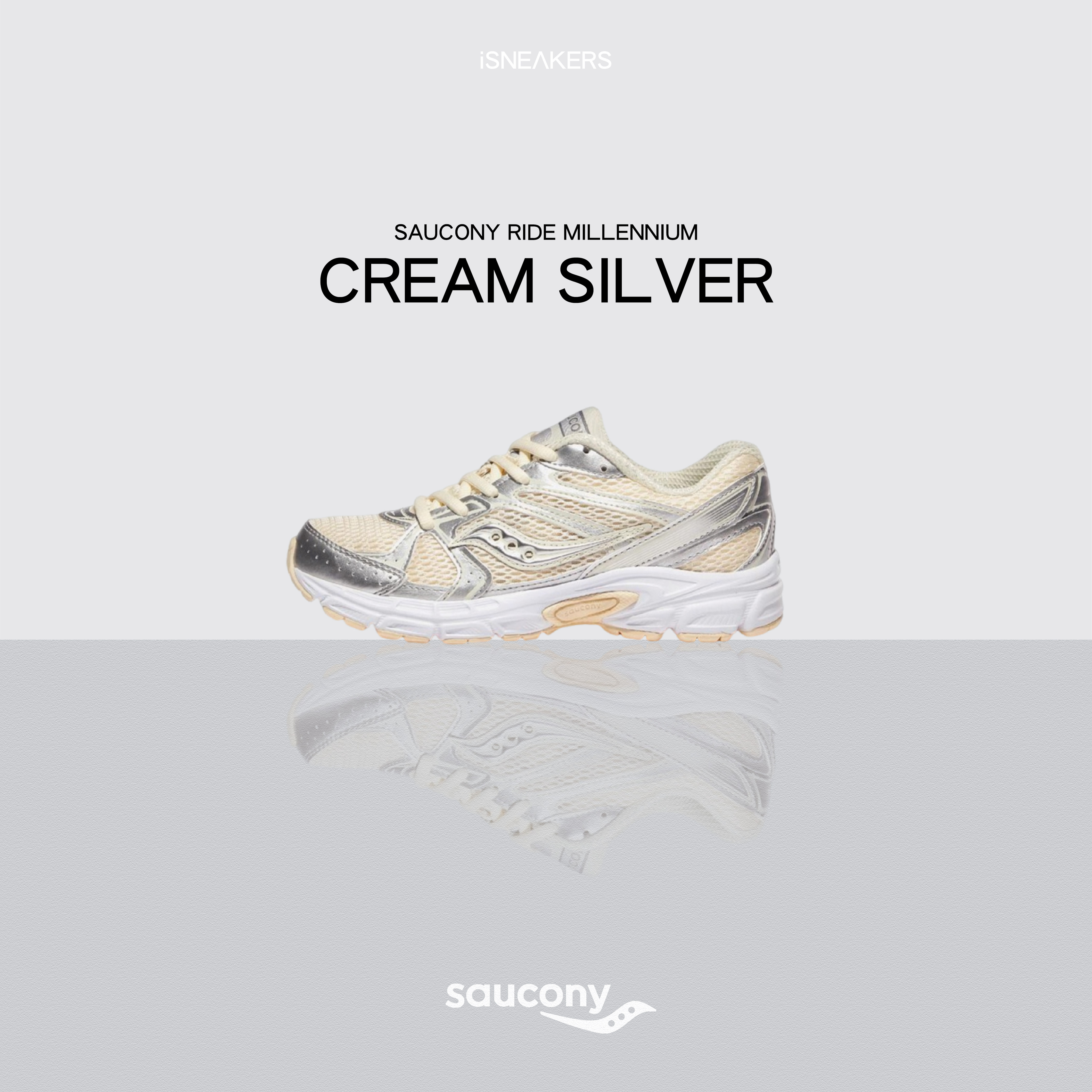 iSNEAKERS｜Saucony Ride Millennium "Cream Silver" 奶油白 S60812-2