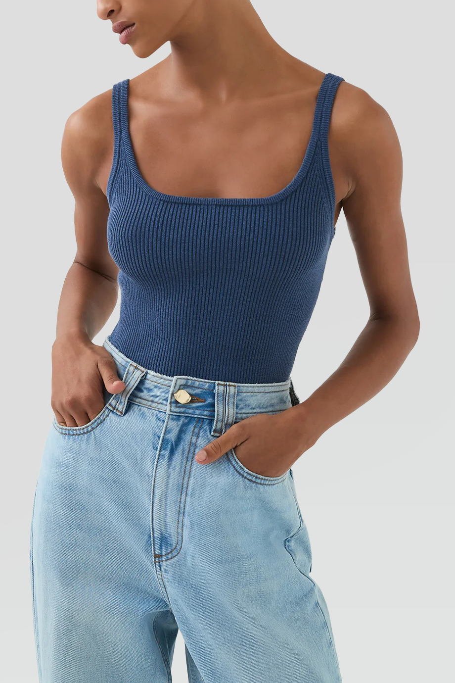 Aje｜EMMA 圓弧領細羅紋針織背心