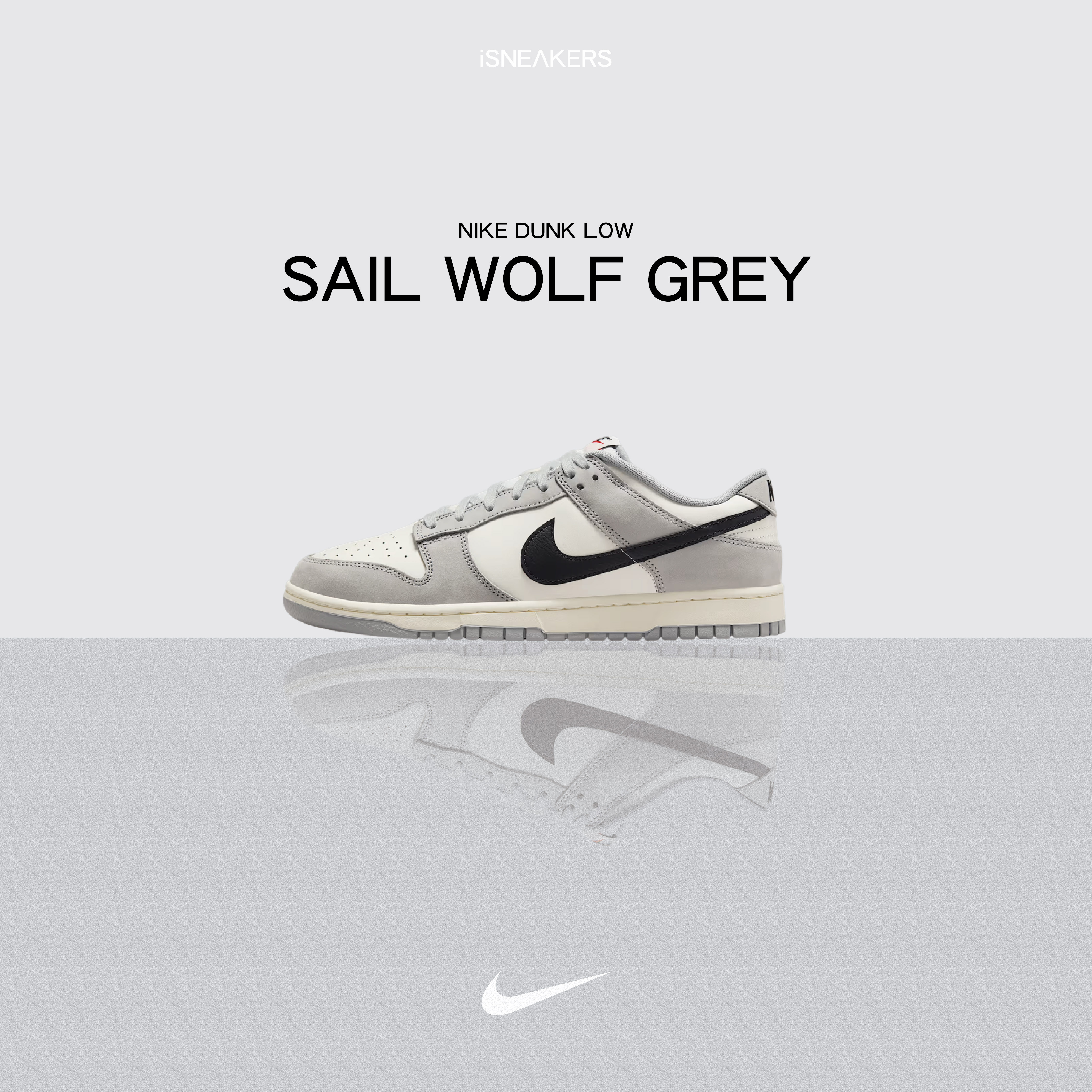 iSNEAKERS｜Nike Dunk Low "Sail Wolf Grey" 煙灰黑  IB3079-101