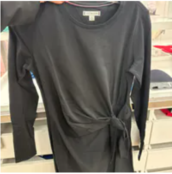 [S] TOMMY HILFIGER BLACK LONG SLEEVE KNOTTED STETCH DRESS, 76J5400-001 (STH1167)