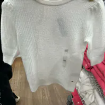 [S] TOMMY HILFIGER WHITE PUFF SLEEVE CREWNECK SWEATER, 76J5507-110 (STH1169)