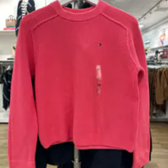 [S] TOMMY HILFIGER FUSCHSIA SOLID CREWNECK SWEATER, 76J5506-670 (STH1170)