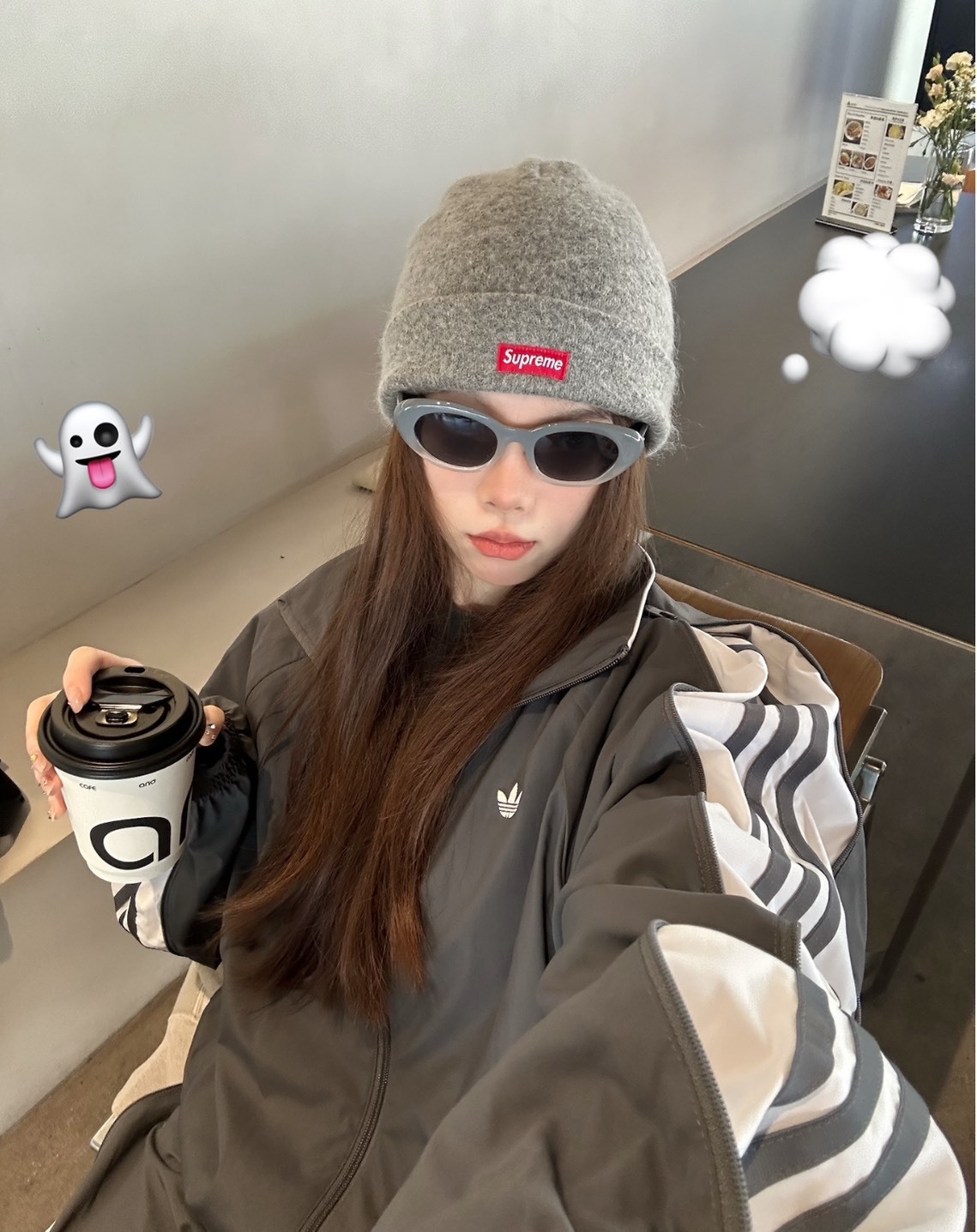 adidas 三葉草復古立領拉鍊外套（女款/深灰）