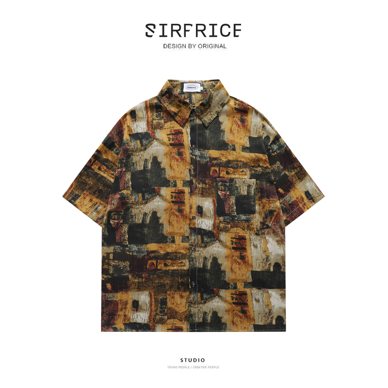 短袖襯衫 港風 復古