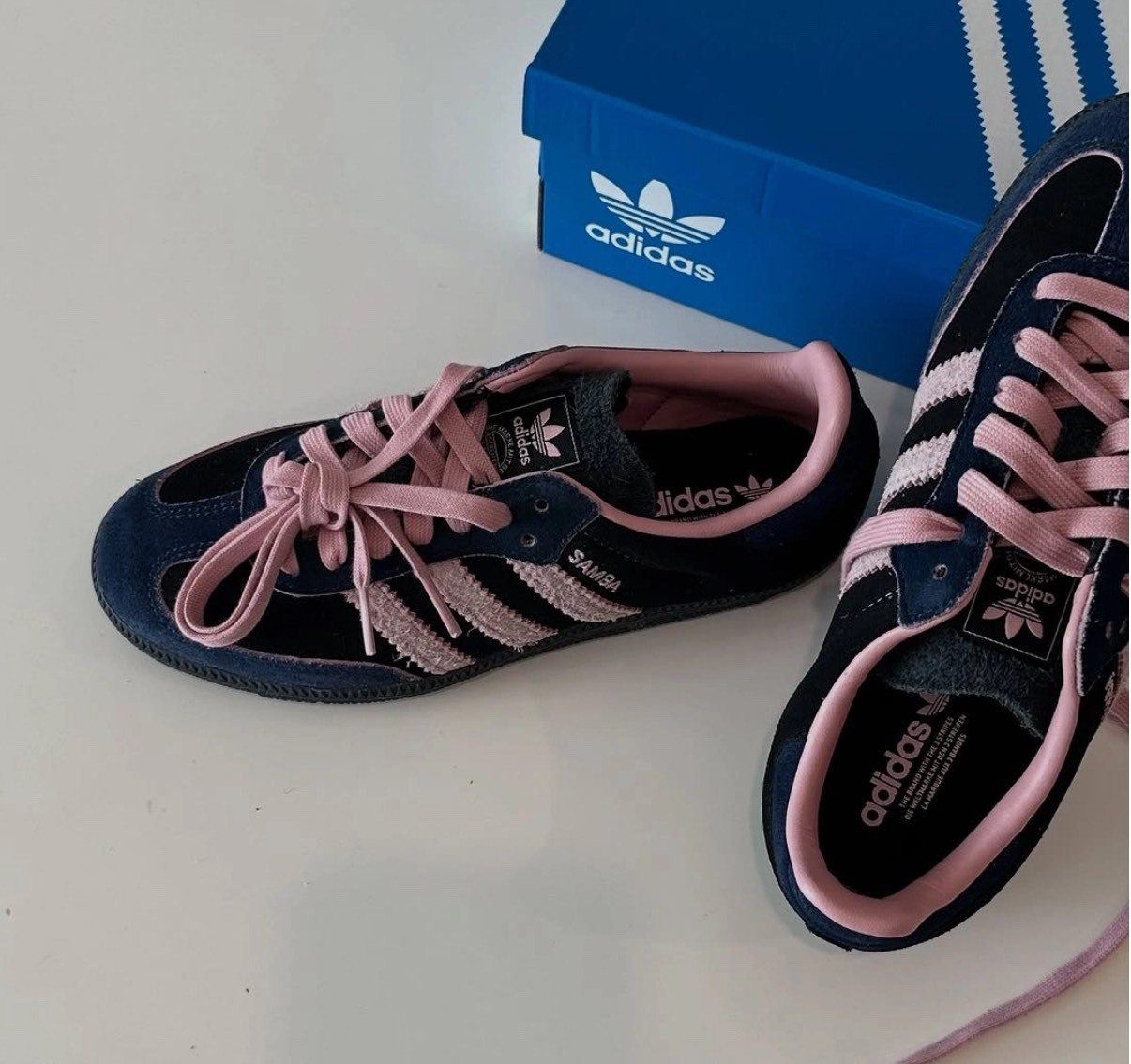 adidas 三葉草 SAMBA OG 女款 黑藍休閒鞋