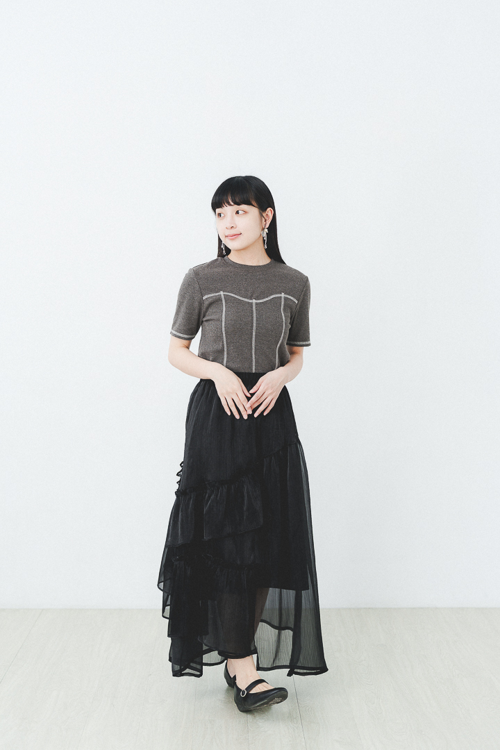 軌跡光譜！縫線撞色Tee(三色-炭灰)