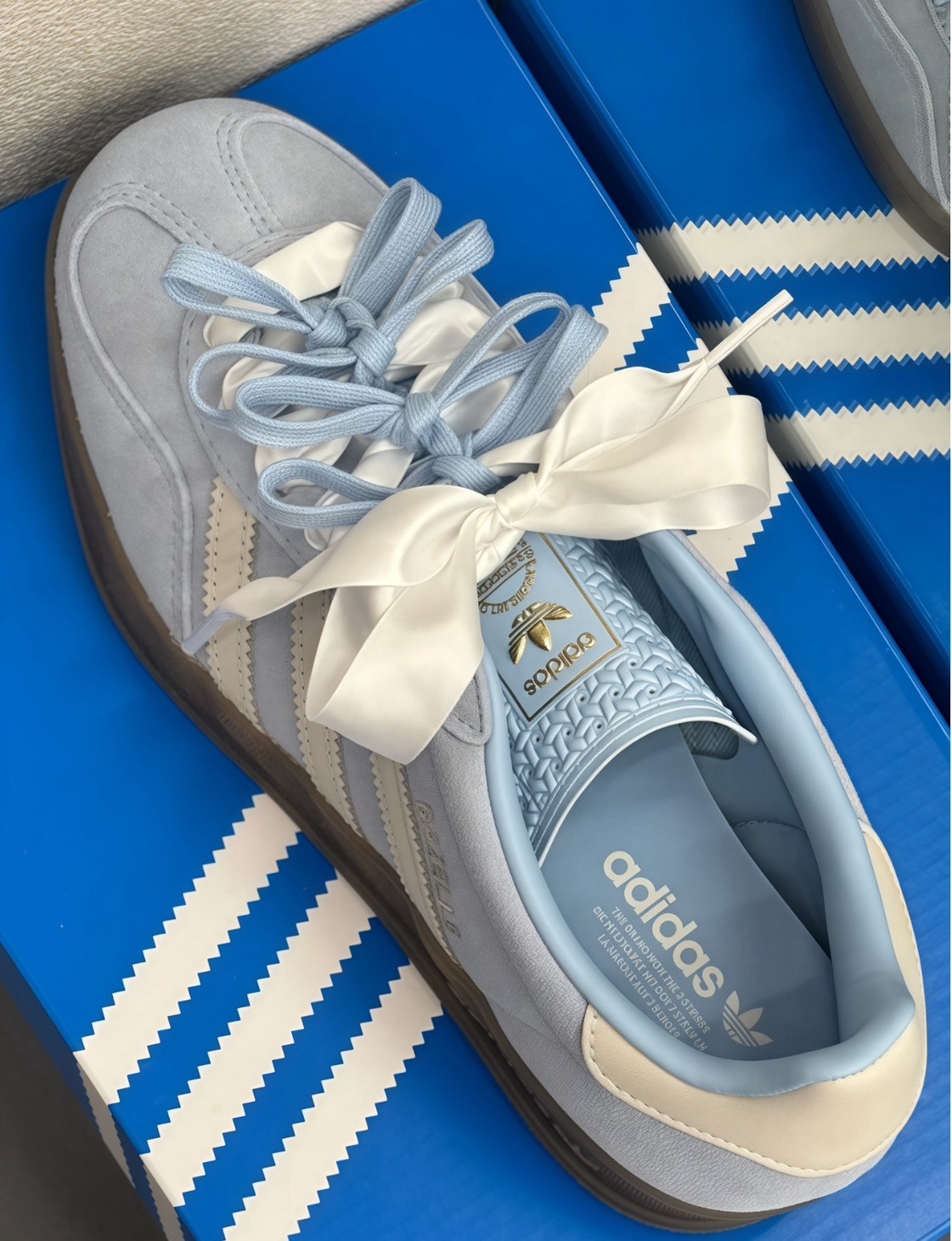 adidas 三葉草 GAZELLE BOLD 女款 藍色厚底板鞋