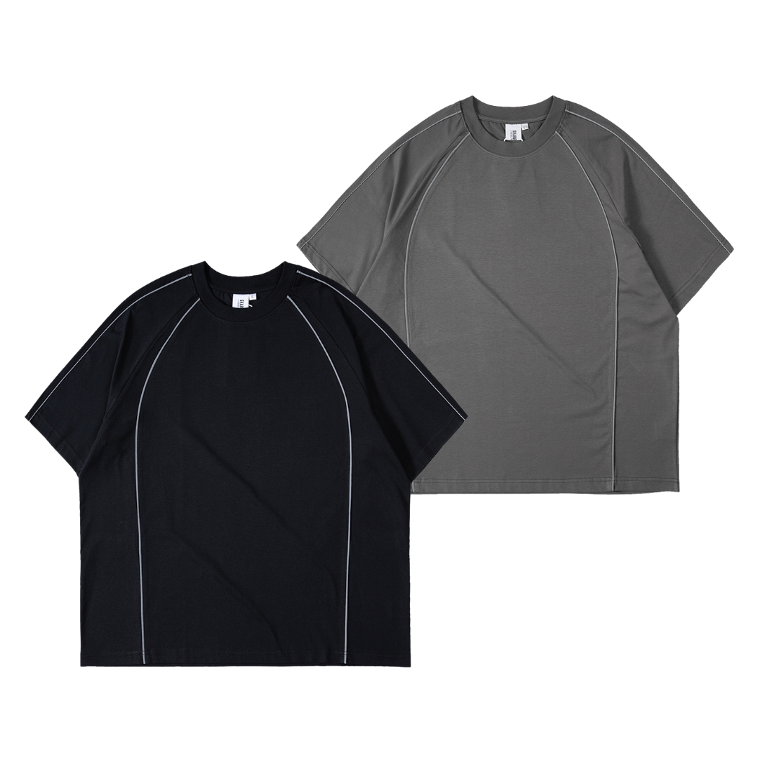 SORONA 涼感 反光線 寬鬆闊型 男生寬鬆 拉克蘭袖 五分袖 短袖 素T【 FUZY 】- S201690