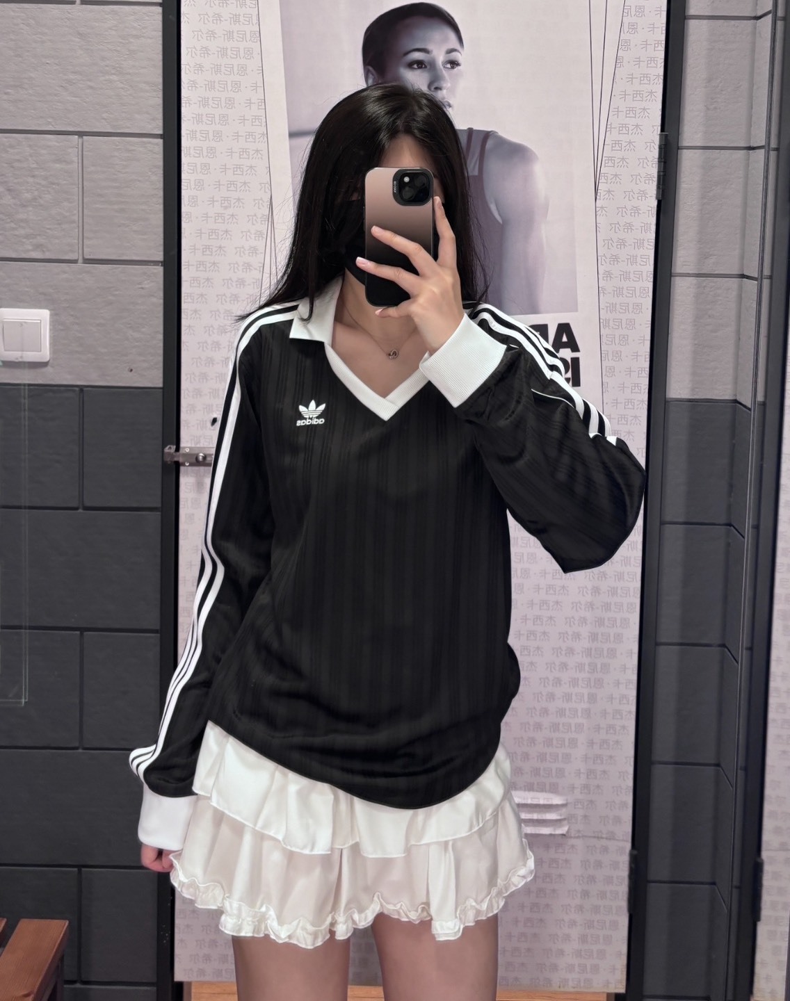 adidas 三葉草 adiColor 條紋長袖足球衣 黑色