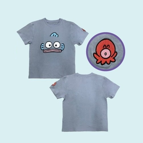 日本 Sanrio Hangyodon 水怪 40周年 灰色大頭款短袖Tee