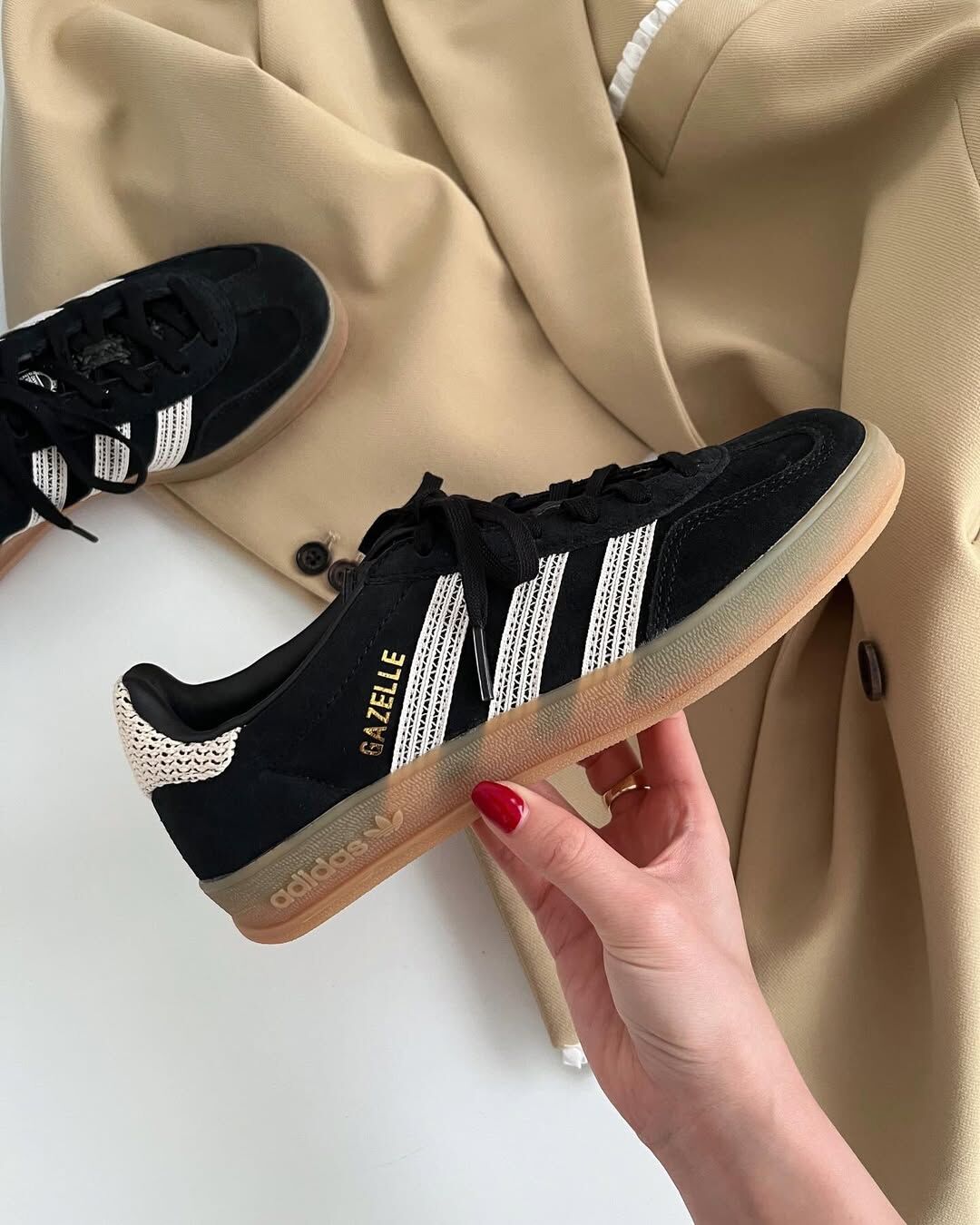 Adidas Originals Gazelle Indoor 黑奶油 黑色 編織 焦糖底 復古鞋 JI2755