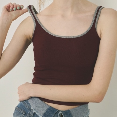 撞色微短版背心