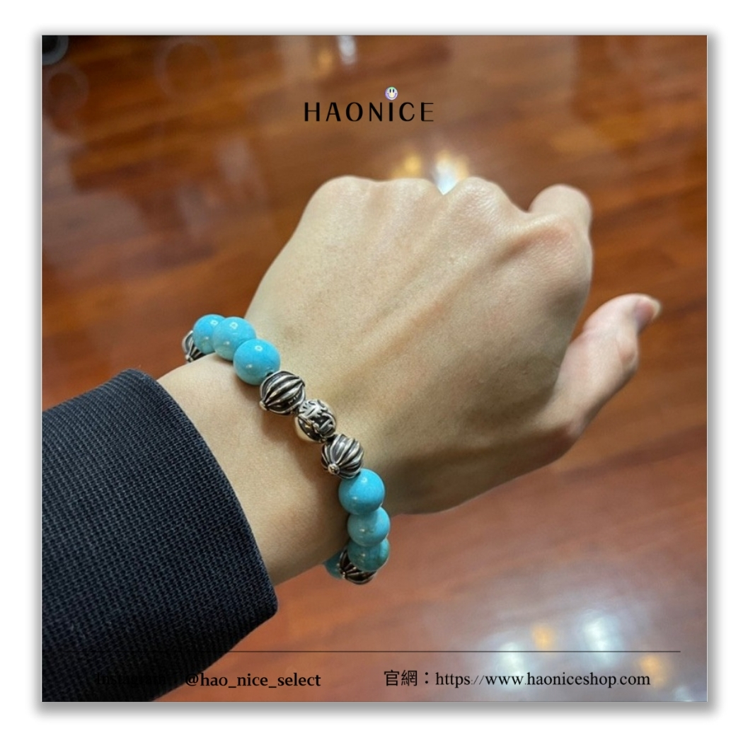 【HAO NICE】100%正品 CHROME HEARTS 精品品牌🔥湖水之音綠松石串珠手鍊 手環