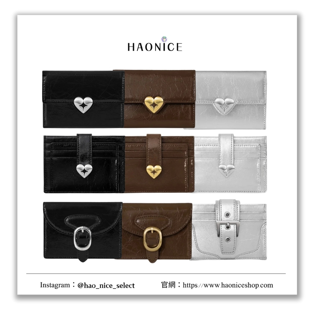 【HAO NICE】100%正品 FENNEC 韓國精品🇺🇸愛心扣鎖多色皮革錢包 短夾 卡夾