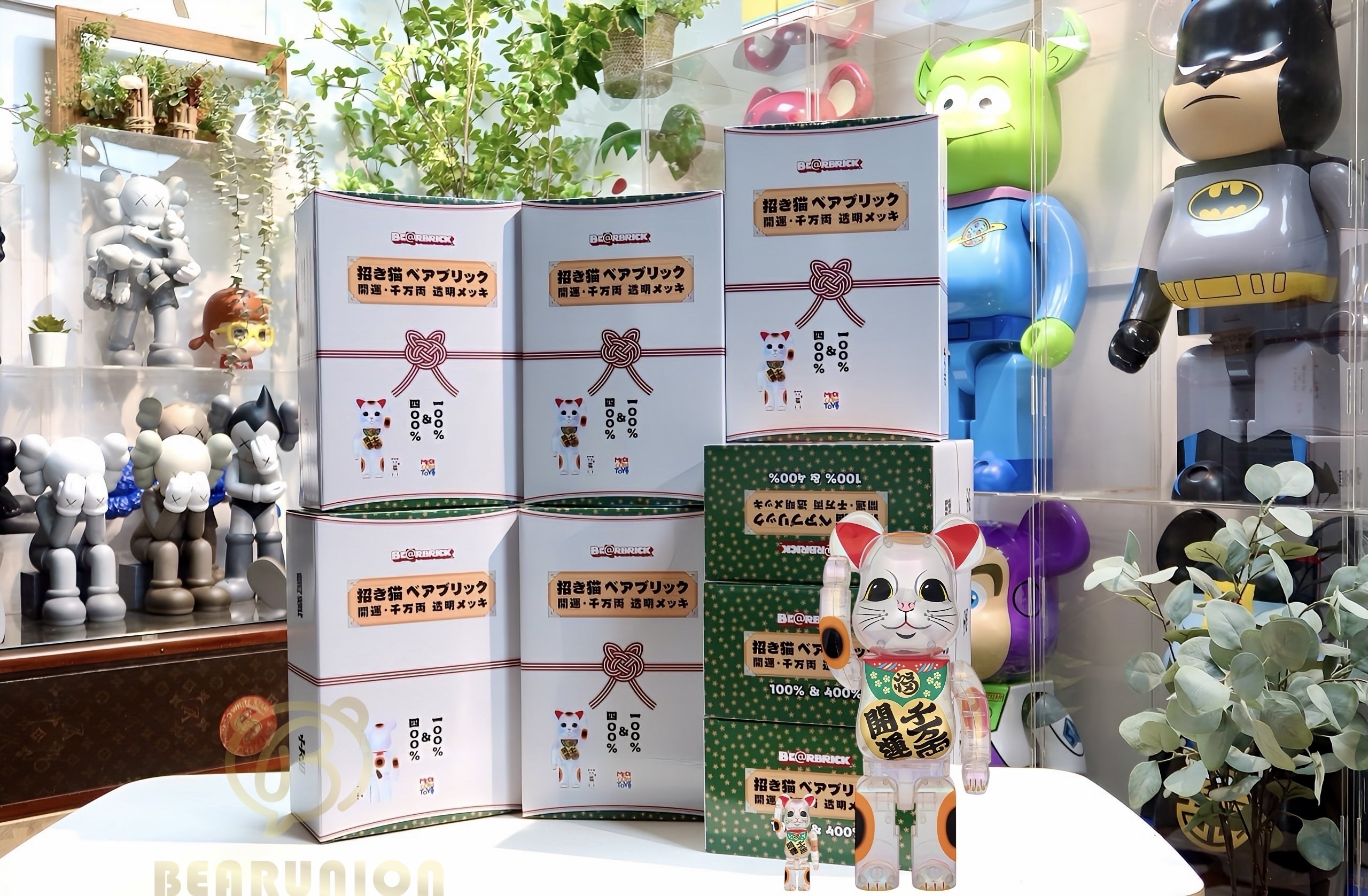 🎏現貨🎏Bearbrick 400% 100% 招き猫 開運 千万両 透明メッキ