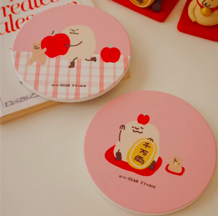 咻熊家 小浮雕陶瓷杯墊 兩款可選｜咻咻熊