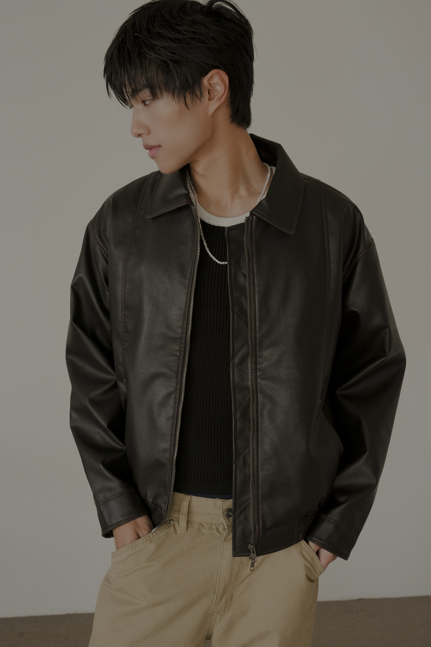 【Unisex】Illusion Leather Jacket #外套