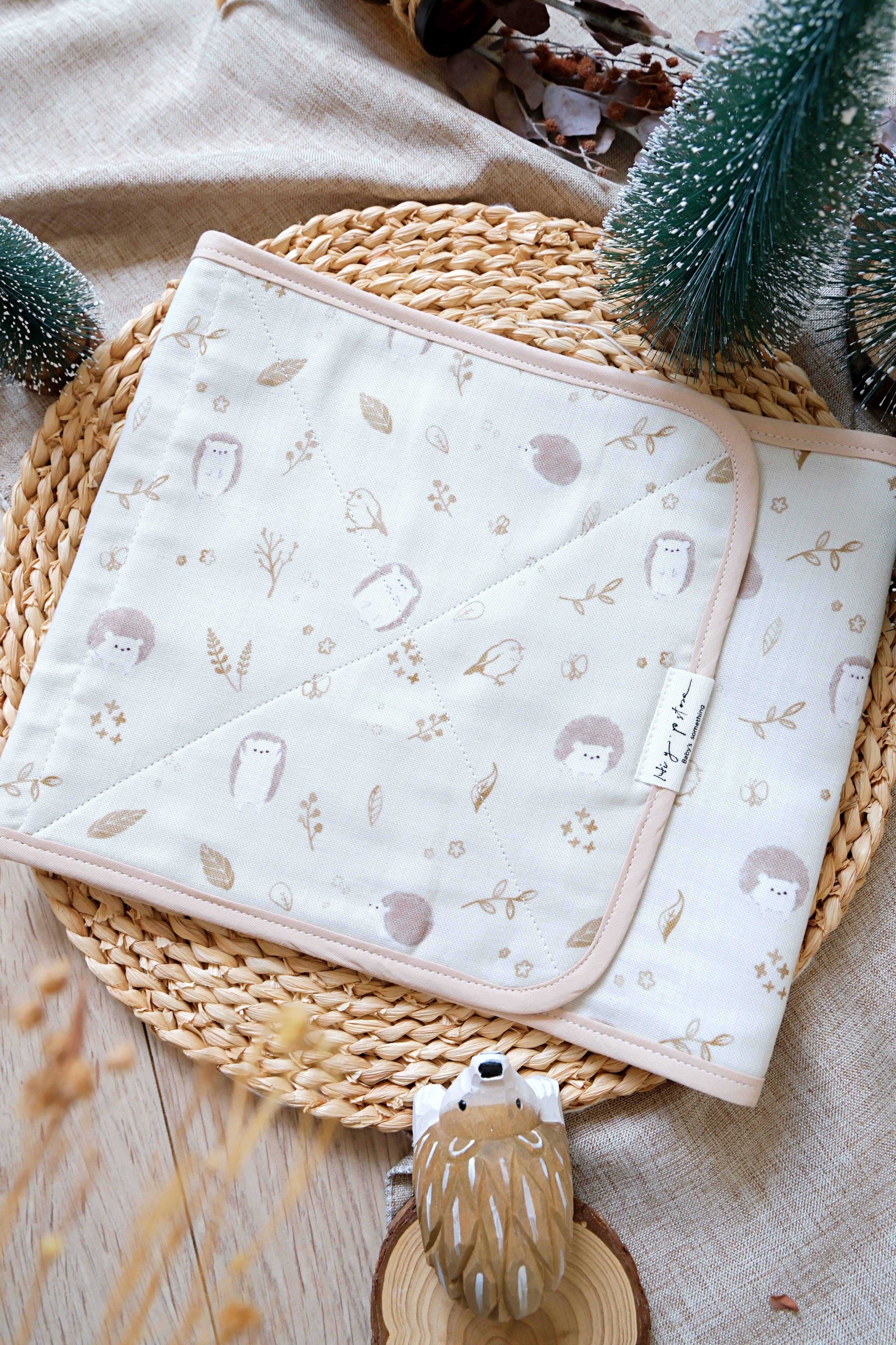 Hi Y.P store-超靜音柔軟肚圍-秋葉刺蝟 (咖啡包邊)