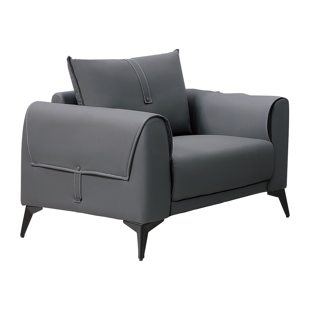 克雷亞灰色皮革沙發單人座/一人座沙發椅