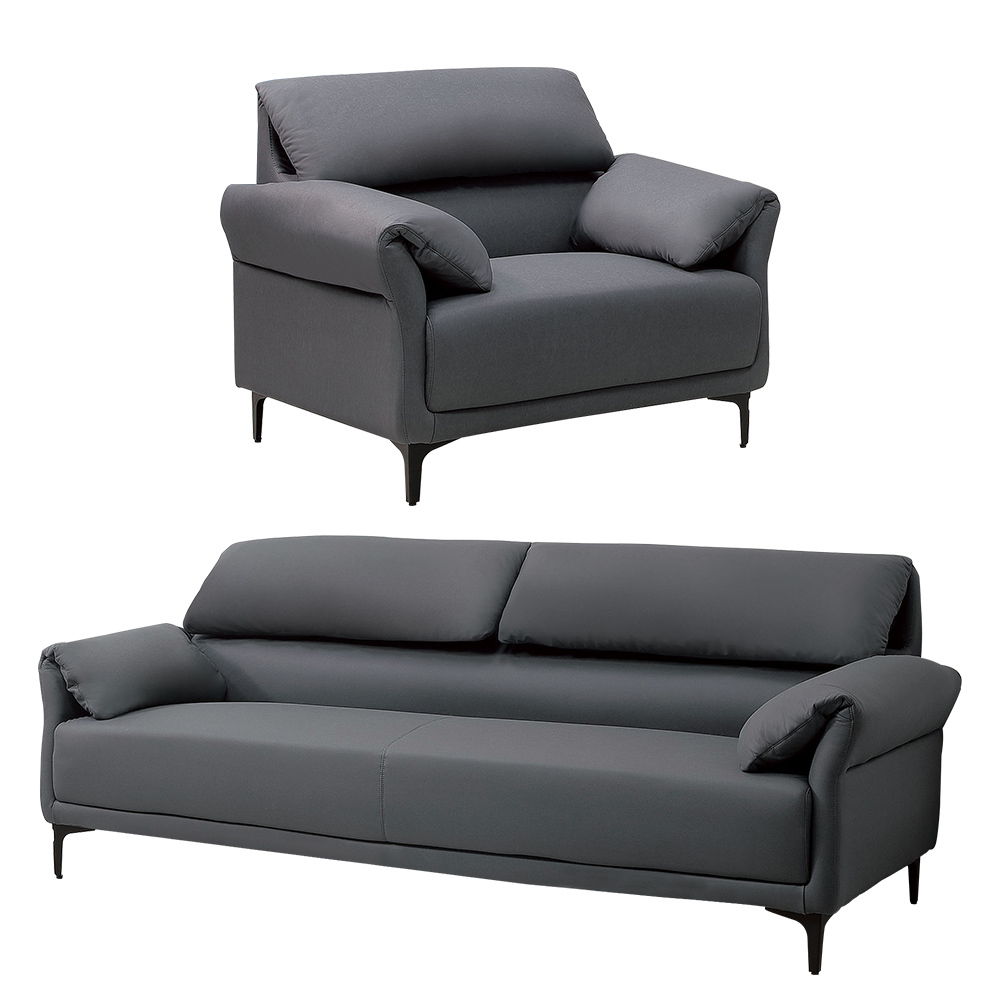 亞里森灰色科技布沙發組合-二件組(1人+3人)