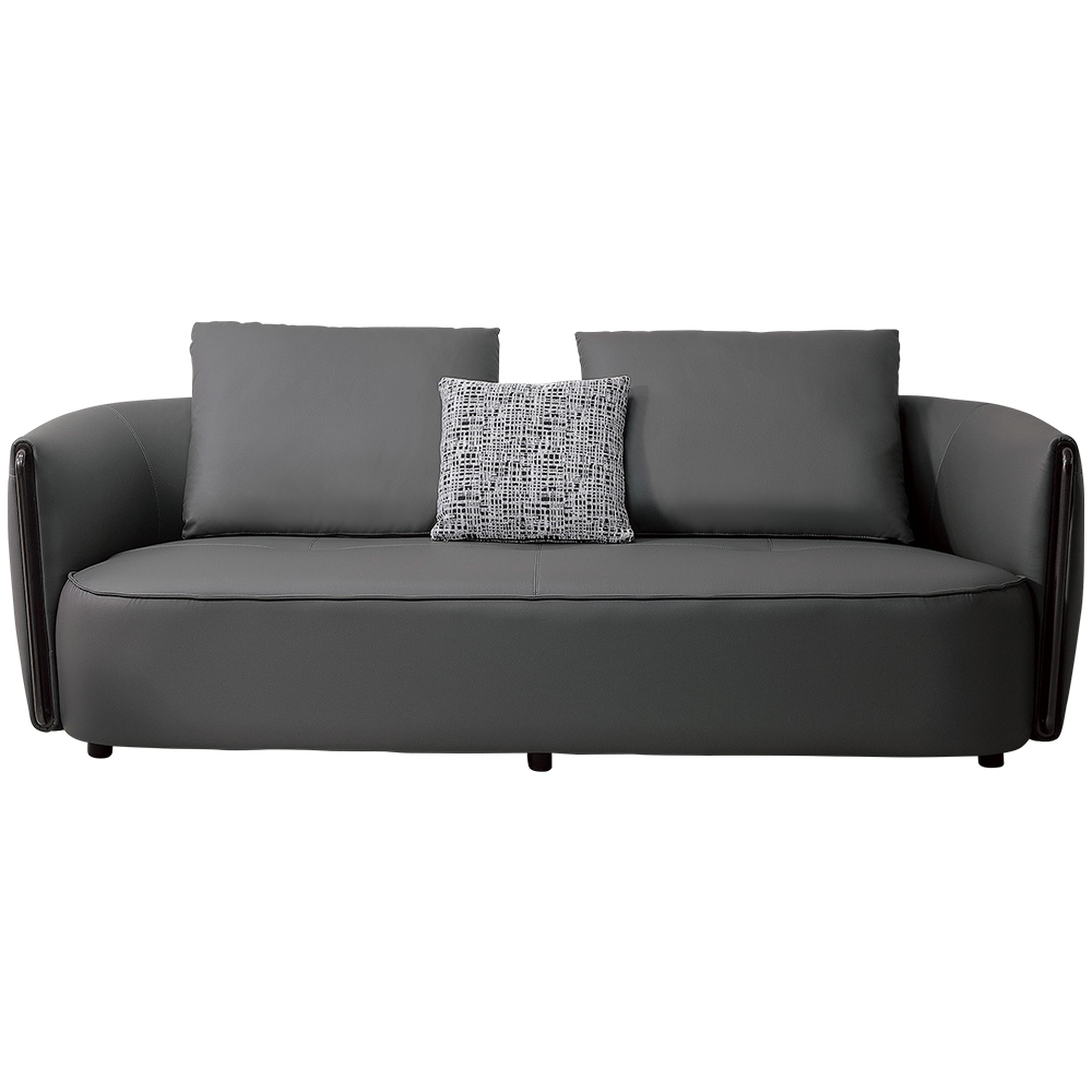 艾米堤耐磨貓抓皮革沙發三人座/沙發椅-附抱枕