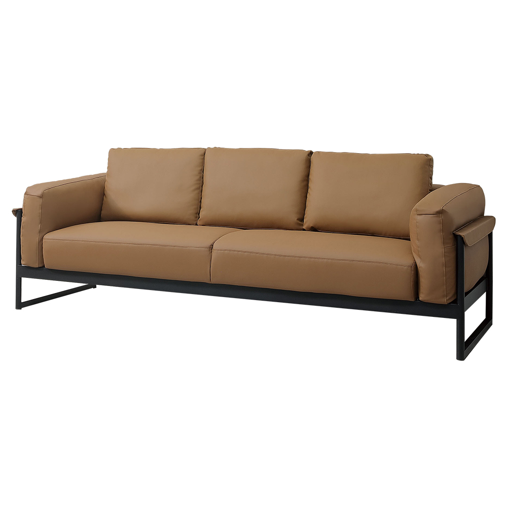 迪諾咖啡色乳膠皮革沙發三人座/沙發椅