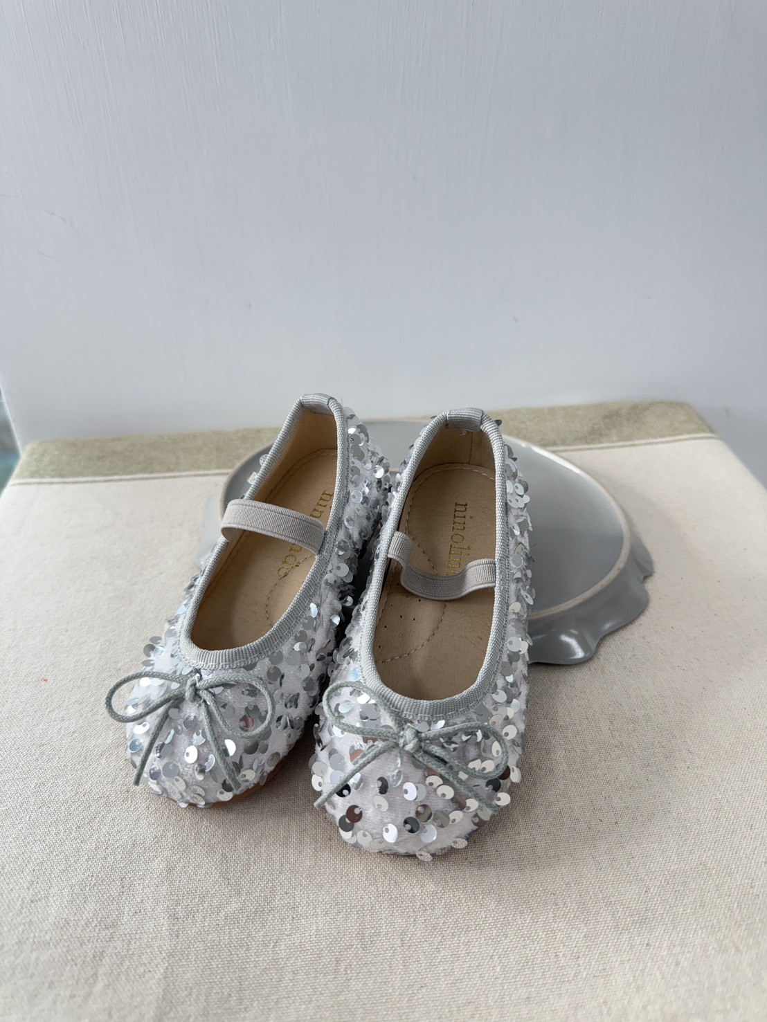 NINOLINDO 閃閃亮片芭蕾舞鞋-silver