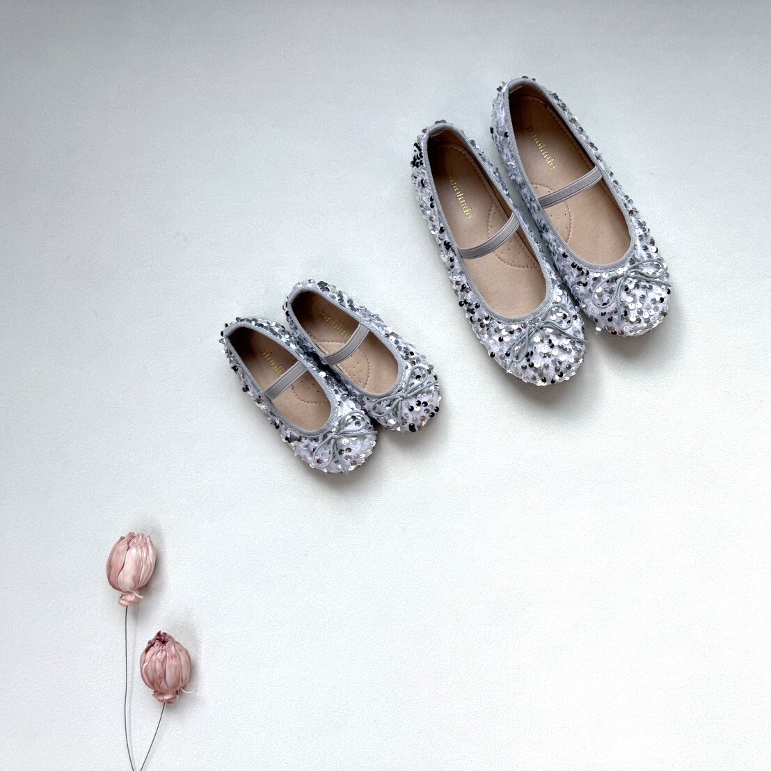 NINOLINDO 閃閃亮片芭蕾舞鞋(大人款)-silver