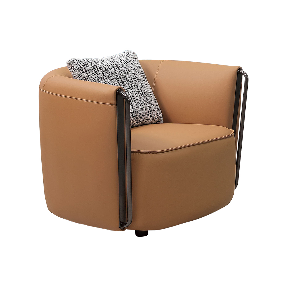 艾米堤耐磨貓抓皮革沙發單人座/一人座沙發椅-附抱枕