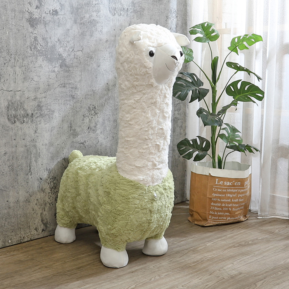 可愛羊駝椅/草泥馬造型椅凳/大型動物椅/穿鞋椅