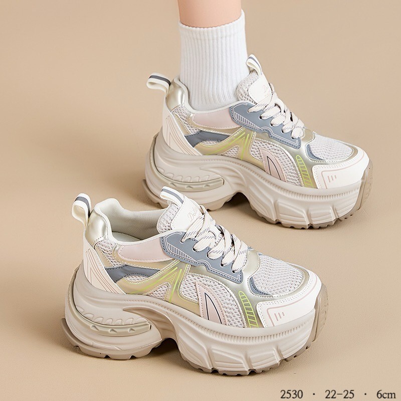 2530韓國真皮網面拼色老爹鞋