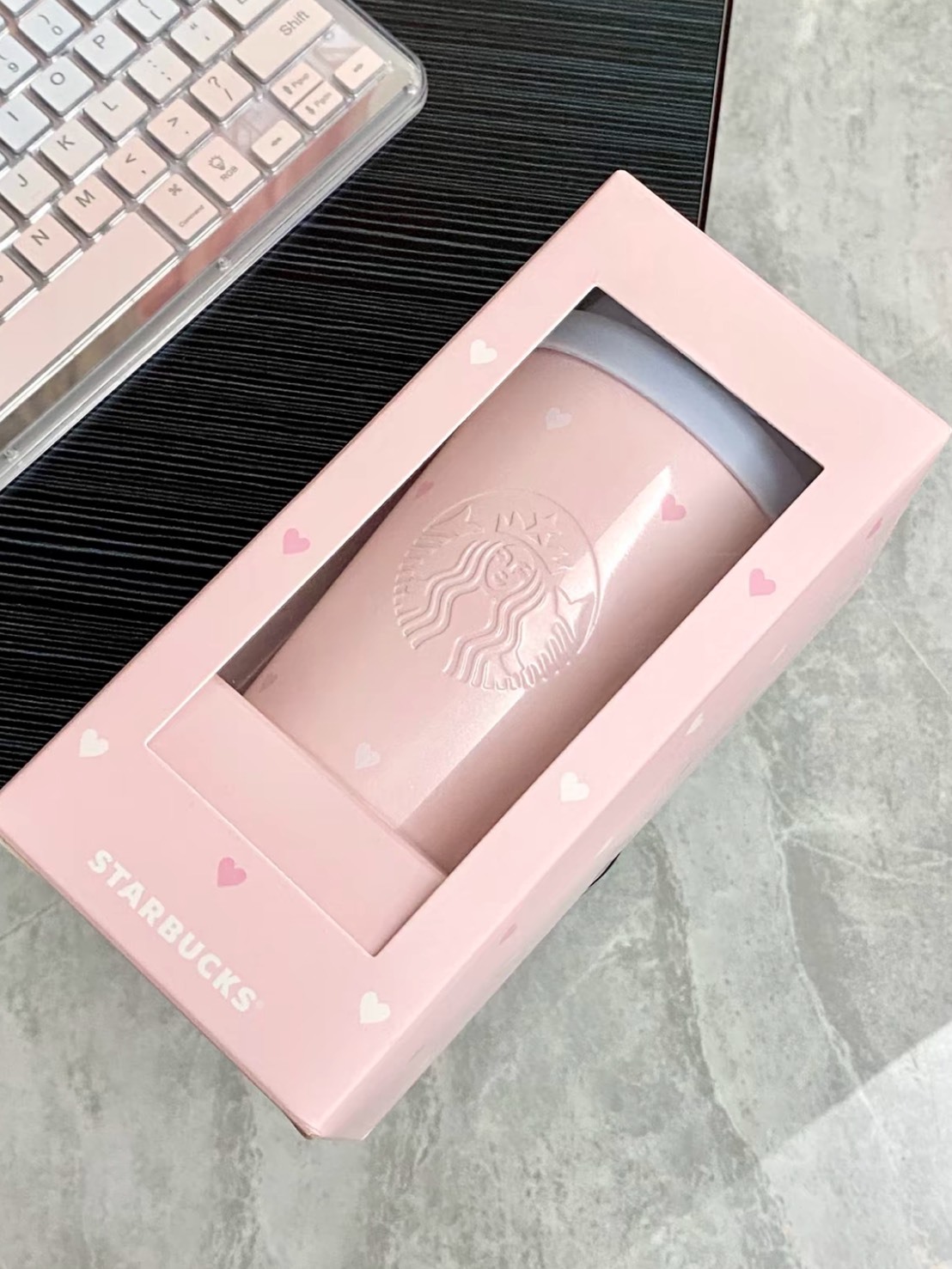 <520限定>STARBUCKS 星巴克 心動告白系列 粉嫩寶寶藍愛心 保溫杯