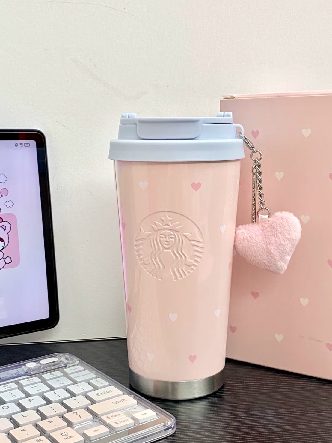 <520限定>STARBUCKS 星巴克 心動告白系列 粉嫩寶寶藍愛心 保溫杯