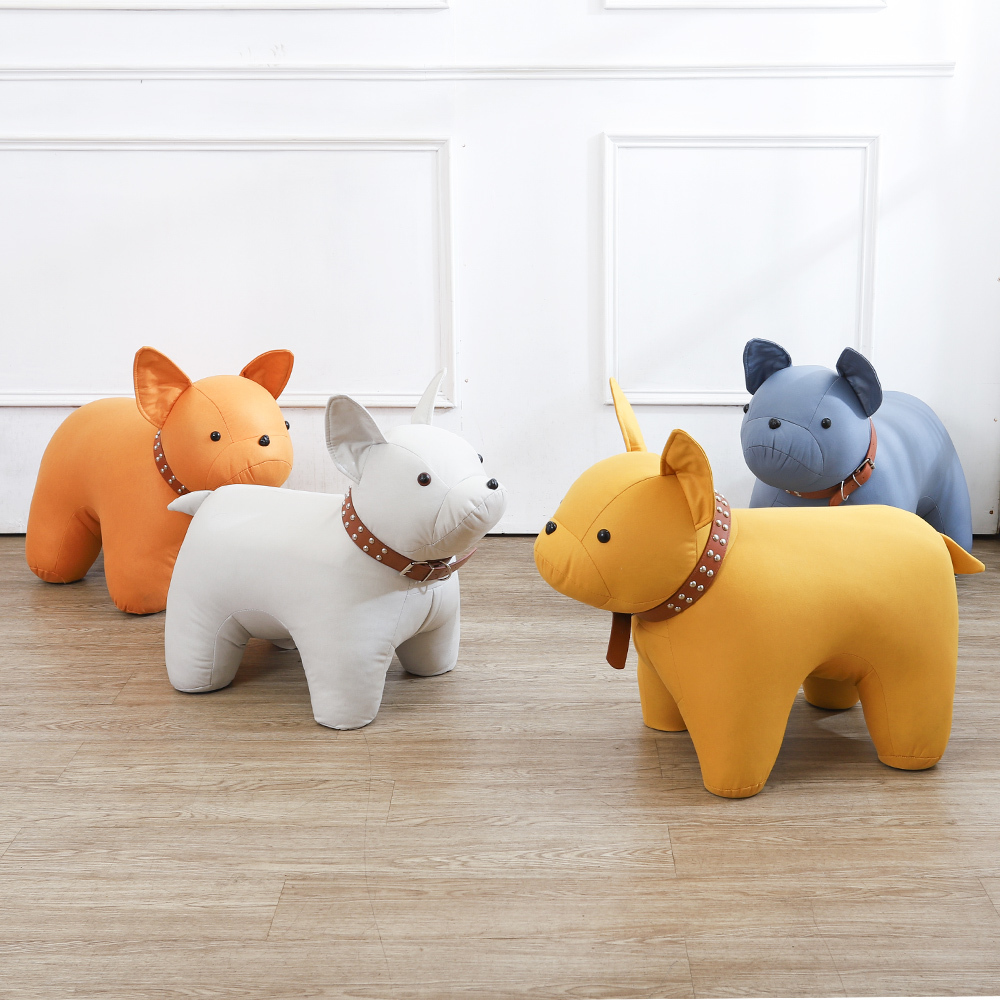 法鬥造型皮革椅凳/可愛小狗椅/動物椅凳/穿鞋椅(四色可選)