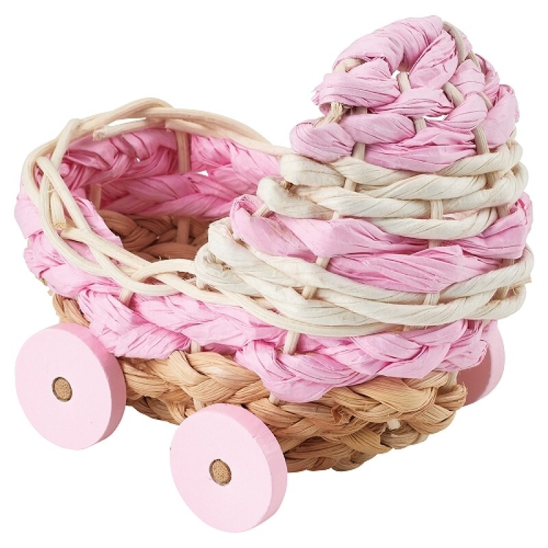 Marukan 倉鼠嘉年華粉紅色木製嬰兒車玩具 - S