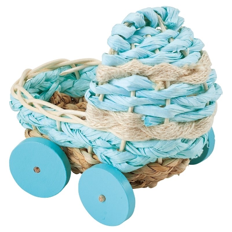 Marukan 倉鼠嘉年華粉藍色木製嬰兒車玩具 - M