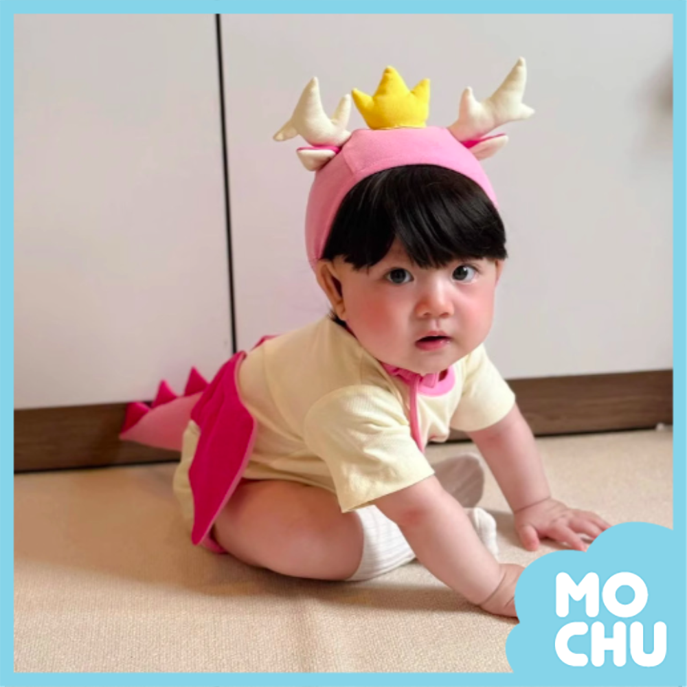 (80cm現貨)立體小飛龍短袖包屁衣-附帽